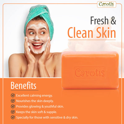 Beauty Soap 80gr - Formulated to Clean and Refresh Skin, with Carrot Oil, Glycerin, Beta Carotene, Vitamin A, and Olive Oil